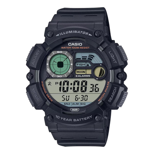 CASIO WS-1500H men watch, rubber strap, illuminator watch
