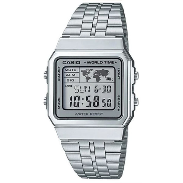 CASIO digital watch, silver watches, original watches , World timer watch