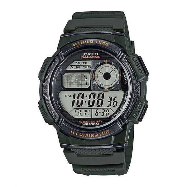AE-1000W-3AV, Original CASIO world timer watch for mens