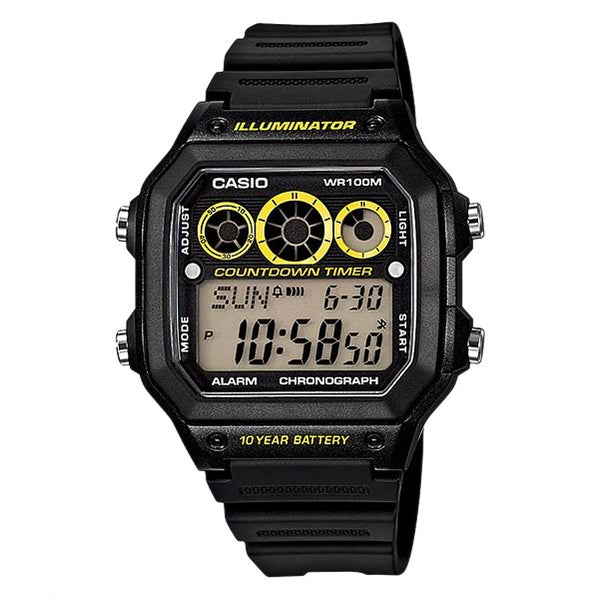 Original CASIO square mens digital watch, AE-1300WH-1AV , AE1300WH1AV