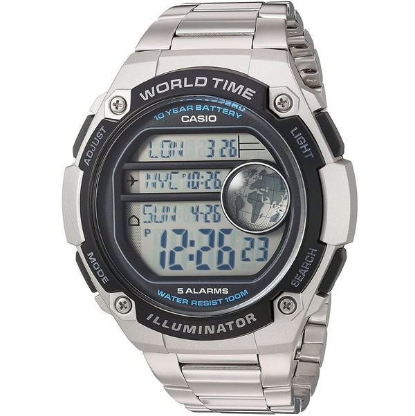 Original CASIO, casio world timer watch, CASIO 10 years battery life, illuminator watch