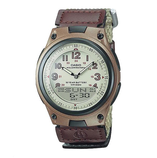Original CASIO watch, Nylon strap, analog & digital watch, Unisex watch