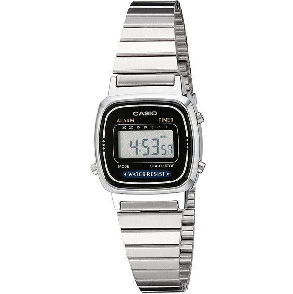 LA670WA-1, Authentic CASIO women's watches, stainless steel, digital, and water resistance
