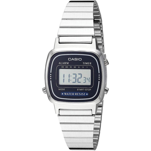 LA670WA-2D, Authentic CASIO women's watches, stainless steel, digital, and water resistance