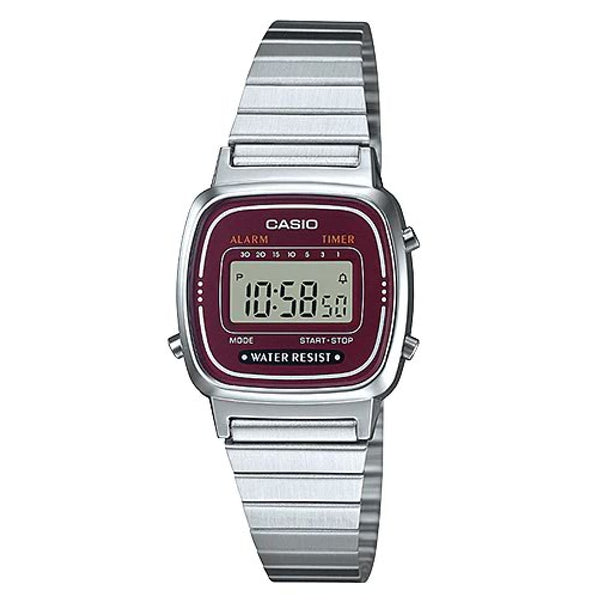LA-,670WA-4, Authentic CASIO women's watches, stainless steel, digital, and water resistance