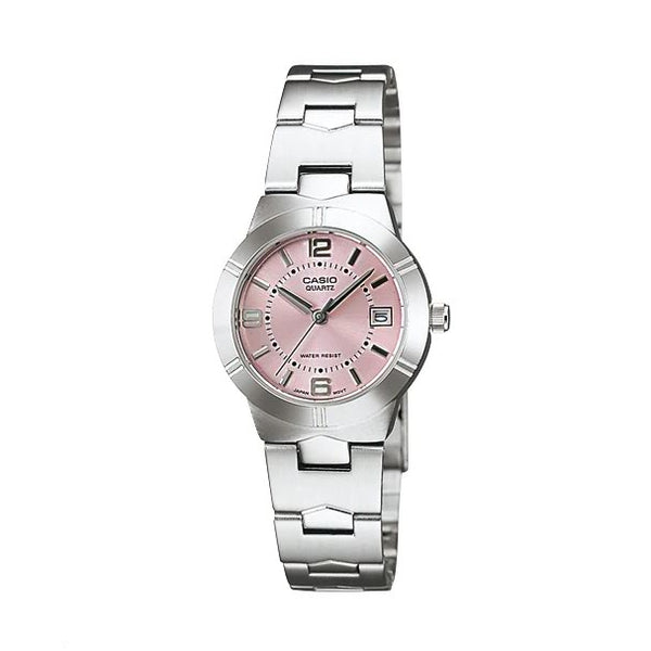 Authentic CASIO women's stainless steel, Japanese quartz movement, and water resistance watch