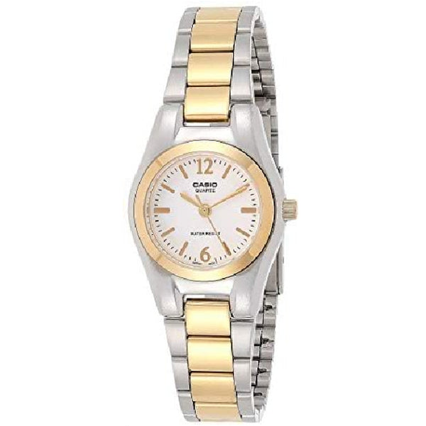 Original CASIO two tones women's watch, stainless steel, Japanese quartz movement and water resistance