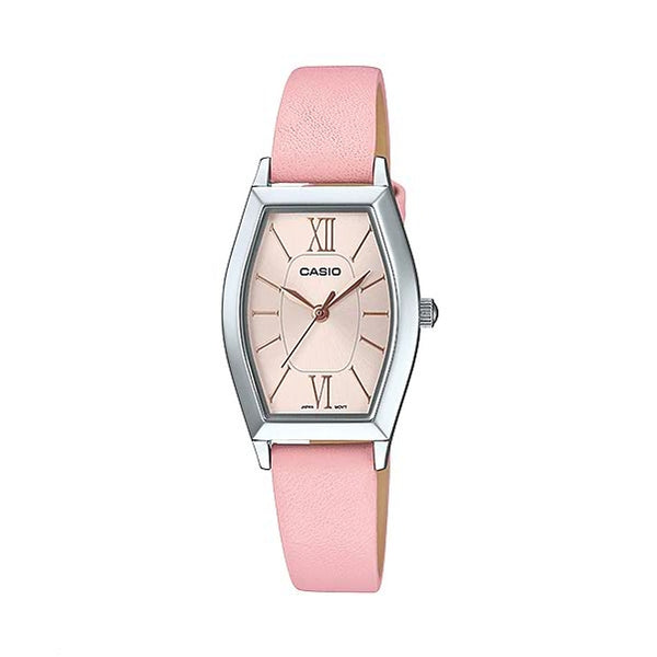 CASIO LTP-E167L-4AVDF Women's Watch. Part Number LTP-E167L-4AVDF, Mineral Display, Genuine Leather Strap, Case diameter 36mm,  Case Thickness 8.1mm, Band length Women's Standard Band width 22&nbsp;millimeters Band Color Pink Dial color pink Item weight 23g Movement Japanese Quartz