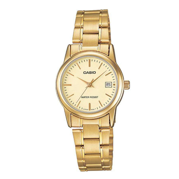 LTP-V002G-9A | Authentic CASIO women's stainless steel, gold tone, and water resistance watch
