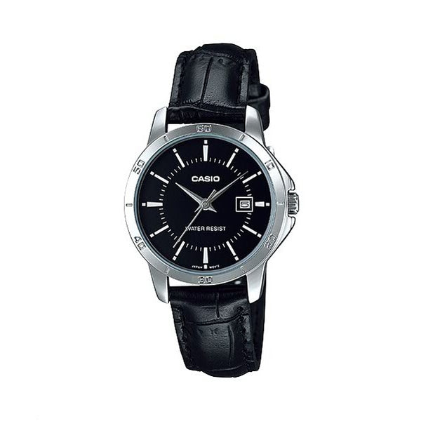 Original CASIO watch, black leather, womens watches in Qatar