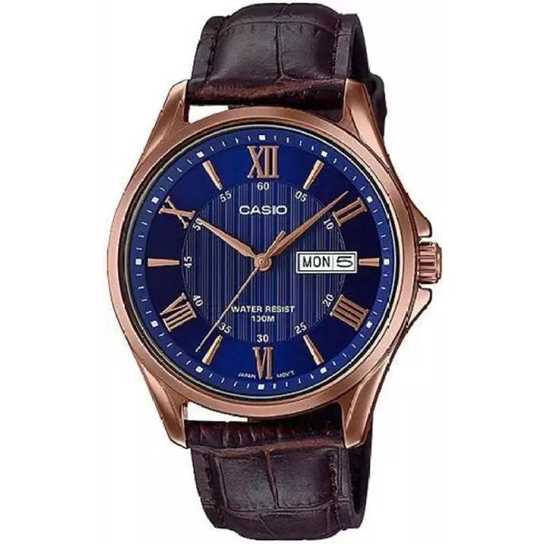 Authentic CASIO genuine leather strap, blue dial watch | CASIO Qatar