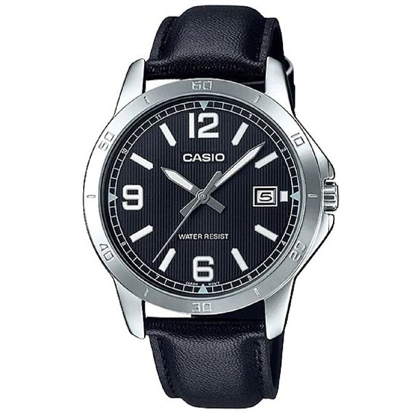 CASIO MTP-V004L Series watches in Qatar, CASIO black leather strap