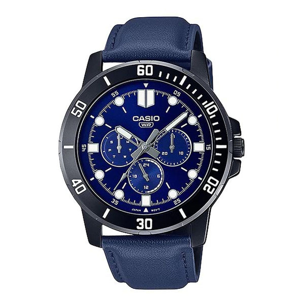 MTP-VD300BL-2E | Original CASIO, genuine leather watch, CASIO men's watch
