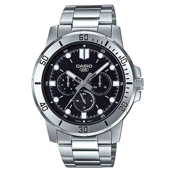 MTP-VD300D-1E Authentic CASIO stainless steel, chronograph mens watch